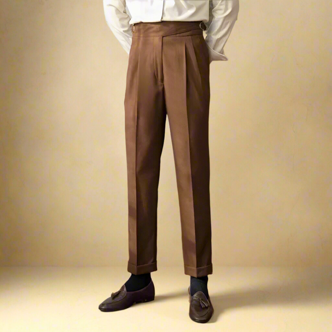 Jeston | Men's Stylish Straight-Cut Business Casual Trousers – High Waist & Belt Closure