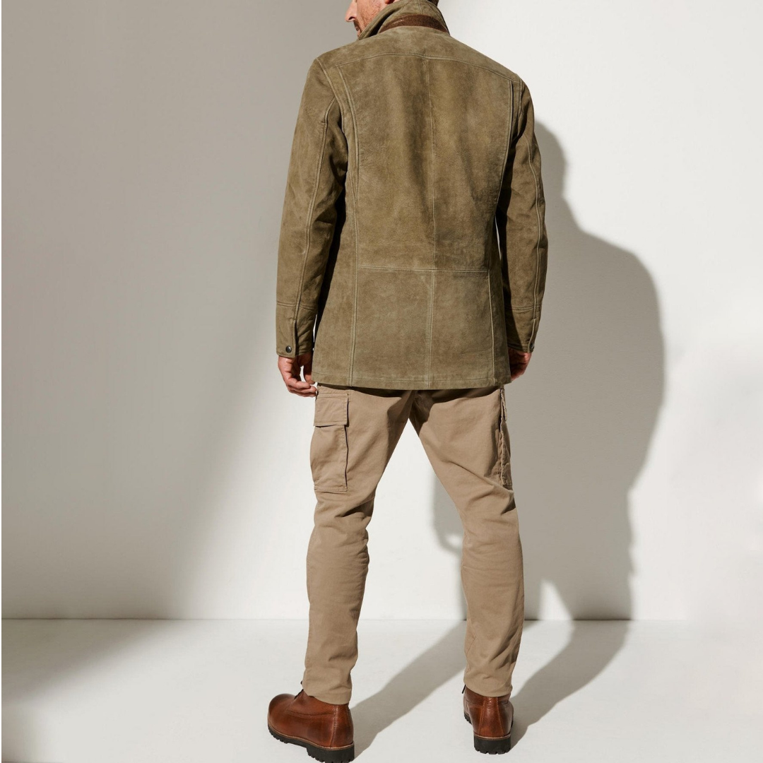 Harrison | Men’s Khaki Buttoned Blazer Winter Jacket | Vintage Modern Style