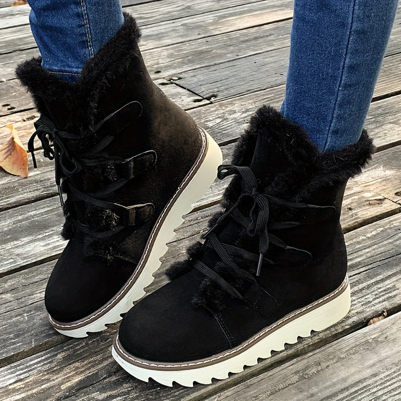 Pearl | Women’s Winter Lace-Up Platform Boots with Warm Lining