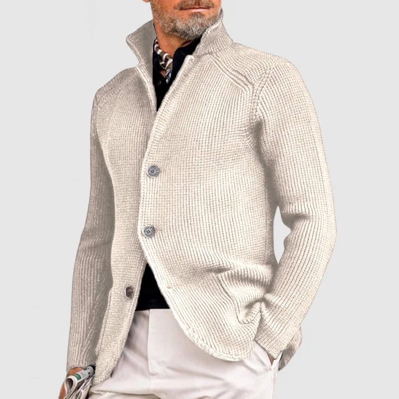 Tobias | Men’s Thick Knit Cardigan with Button Closure in Solid Colours