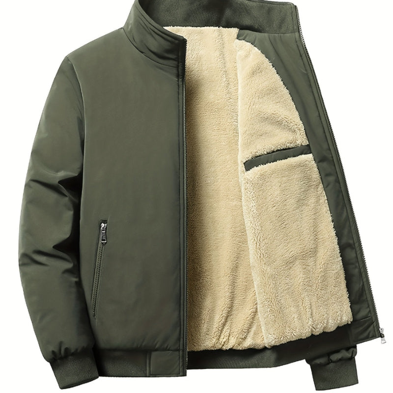 Caleb | Men’s Outdoor Zip Jacket with Fleece Lining and Stand Collar
