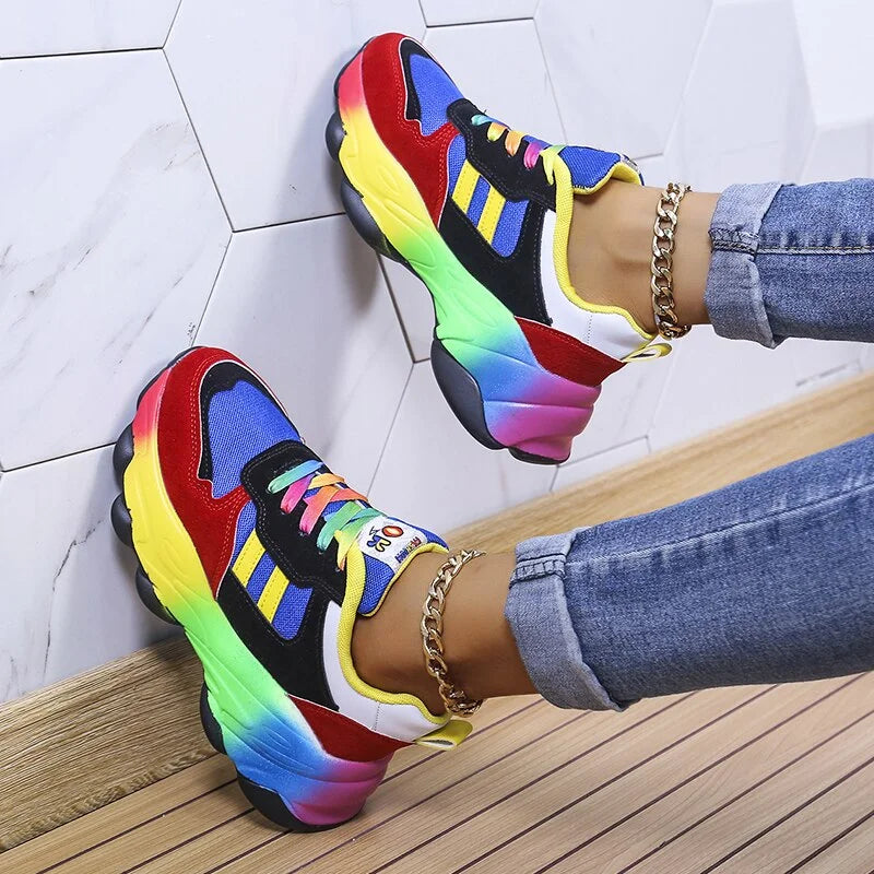 Jemima | Women's Multicolour Lace-Up Orthopedic Platform Sneakers