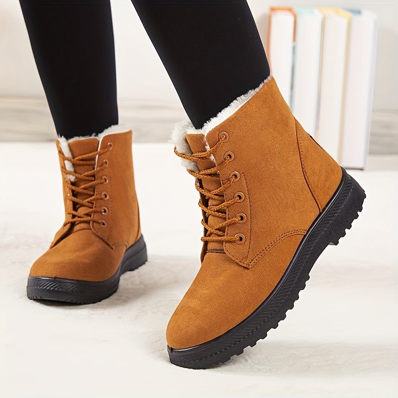 Paulina | Women’s Winter Lace-Up Boots with Flat Sole & Warm Lining