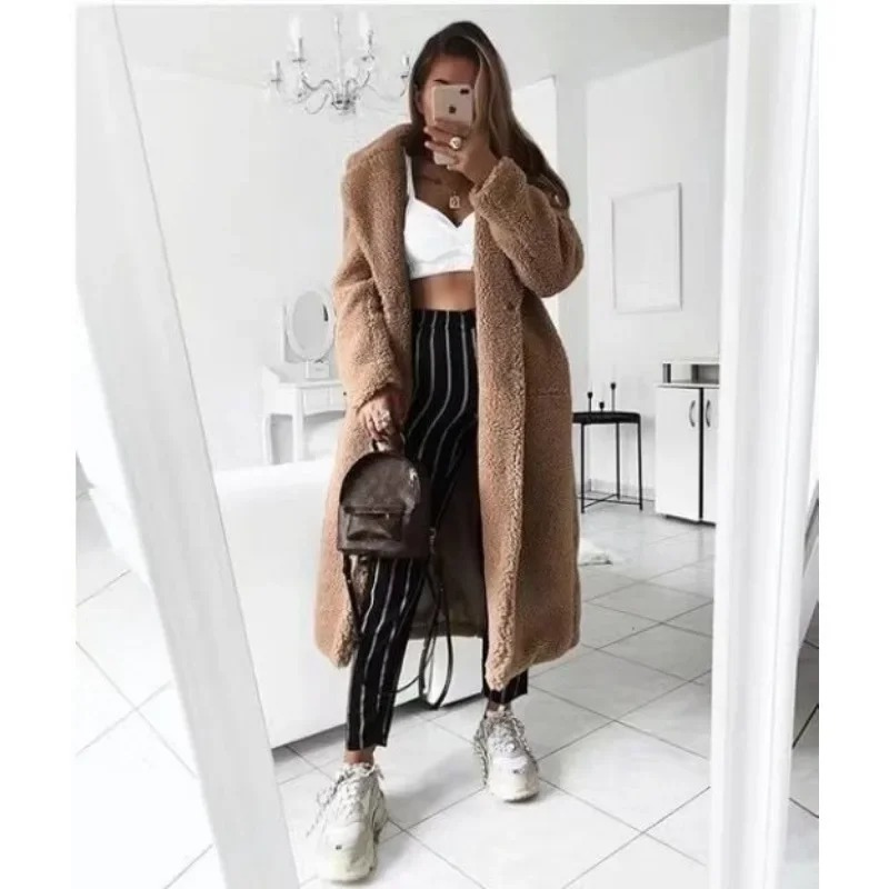 Ravina | Women's Long Plush Teddy Coat – Cosy Winter Essential