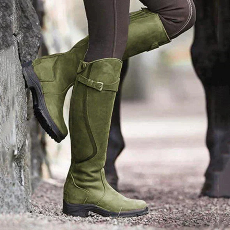 Polly | Women’s Knee-High Winter Boots in Riding Style with Buckle