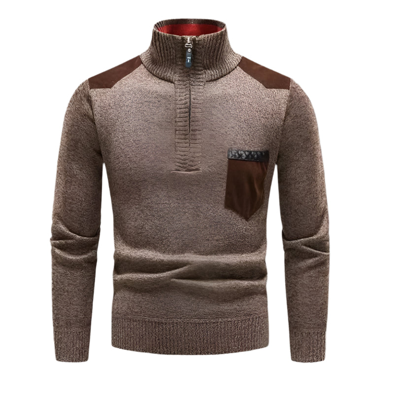 The Garrick Patchwork Half-Zip Jumper for Men