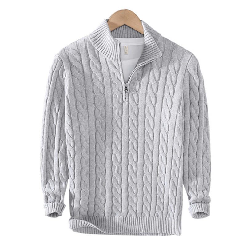 Barrett | Men’s Cable-Knit Half Zip Sweater – Warm Knitted Pullover with Textured Pattern