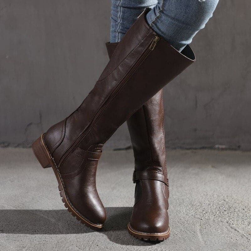 Mirabel | Women’s Knee High Boots | Elegant Round Toe with Comfortable Block Heel