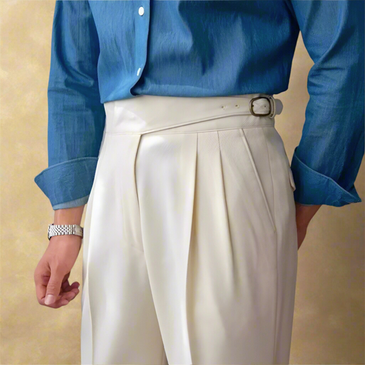 Jeston | Men's Stylish Straight-Cut Business Casual Trousers – High Waist & Belt Closure