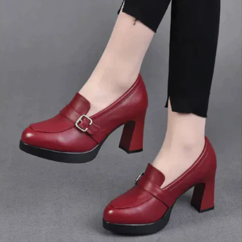 Zelindan | Women's Orthopaedic Loafers with High Block Heel