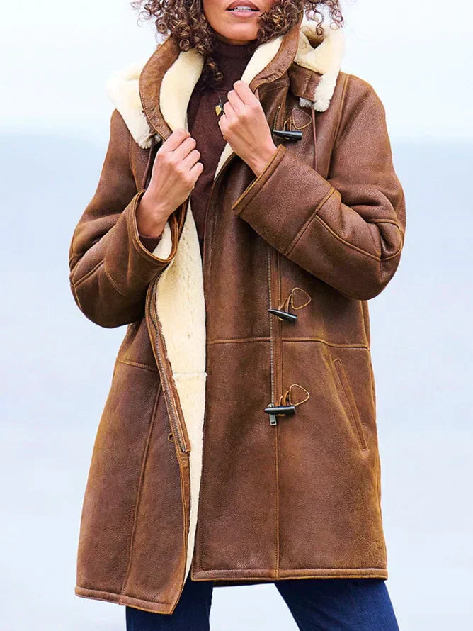Melanie | Women’s Fleece Lined Hooded Vintage Coat, Warm & Stylish Winter Wear