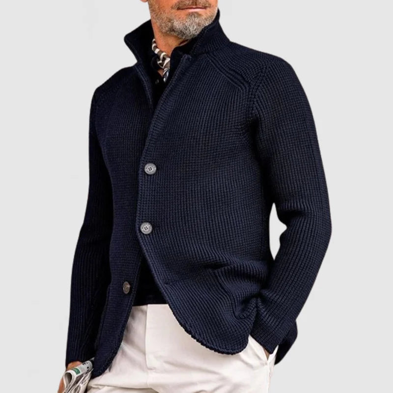 Tobias | Men’s Thick Knit Cardigan with Button Closure in Solid Colours