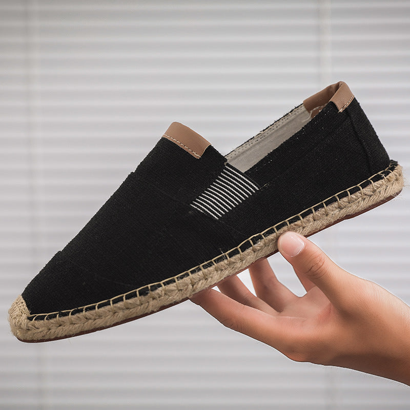 Joaquin | Men's Handmade Canvas and Straw Summer Loafers | Stylish Casual Footwear