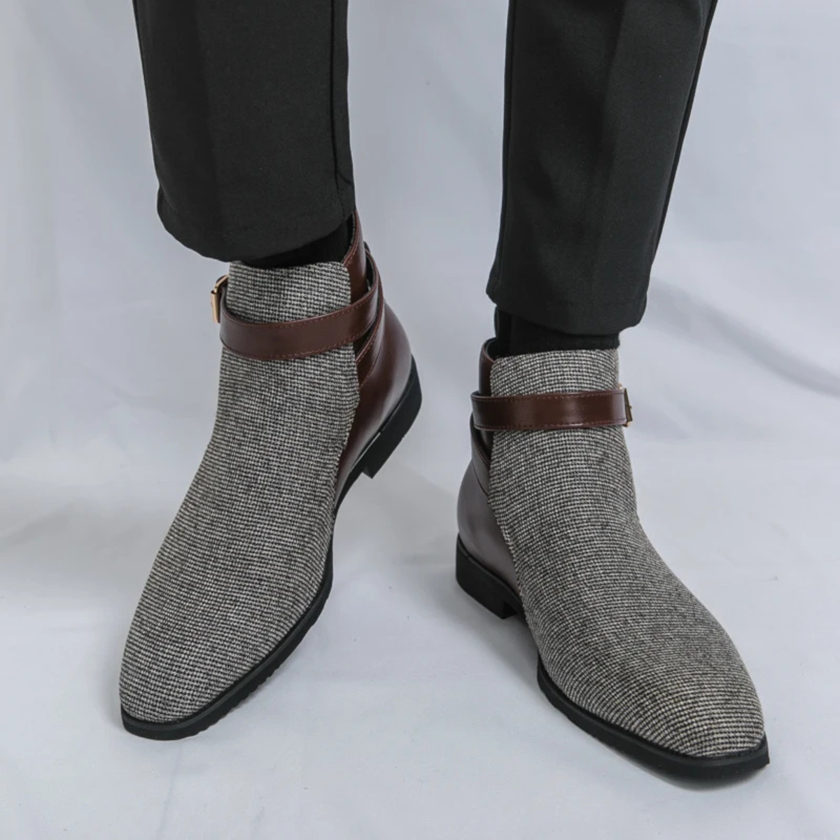 The Shetland Men's Elegant Modern Buckle Chelsea Boots