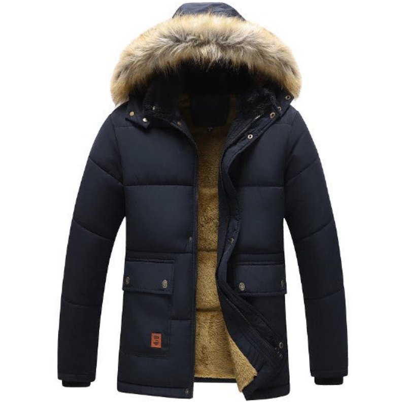 Renato | Men’s Warm Fleece Lined Parka with Removable Fur Hood
