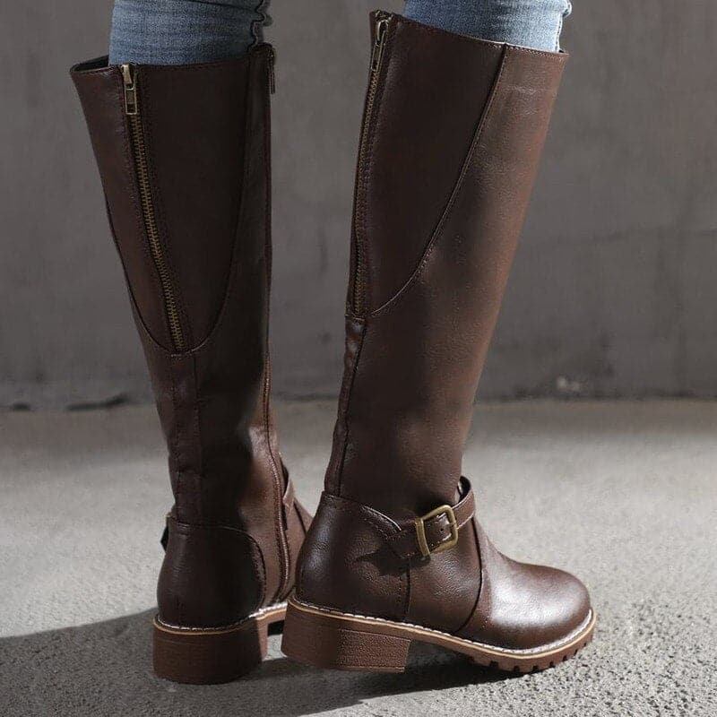 Mirabel | Women’s Knee High Boots | Elegant Round Toe with Comfortable Block Heel