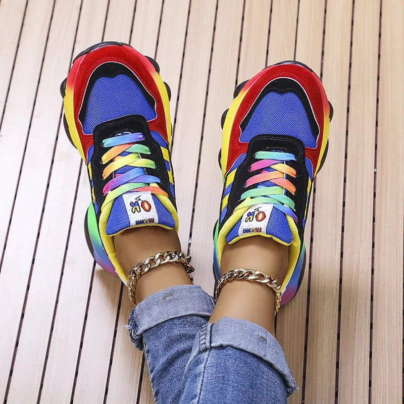 Jemima | Women's Multicolour Lace-Up Orthopedic Platform Sneakers