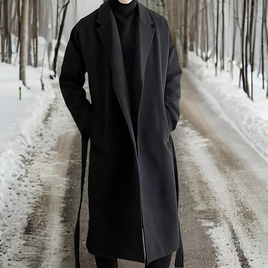 Falcon | Men’s Classic Long Wool Coat with Straight Cut