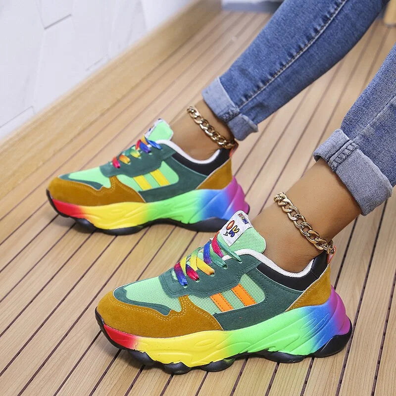 Jemima | Women's Multicolour Lace-Up Orthopedic Platform Sneakers