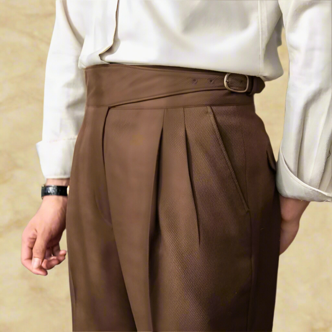 Jeston | Men's Stylish Straight-Cut Business Casual Trousers – High Waist & Belt Closure