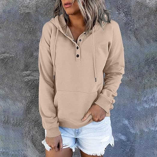 Carina | Women’s Pink Partial Buttoned Drawstring Hoodie Jacket