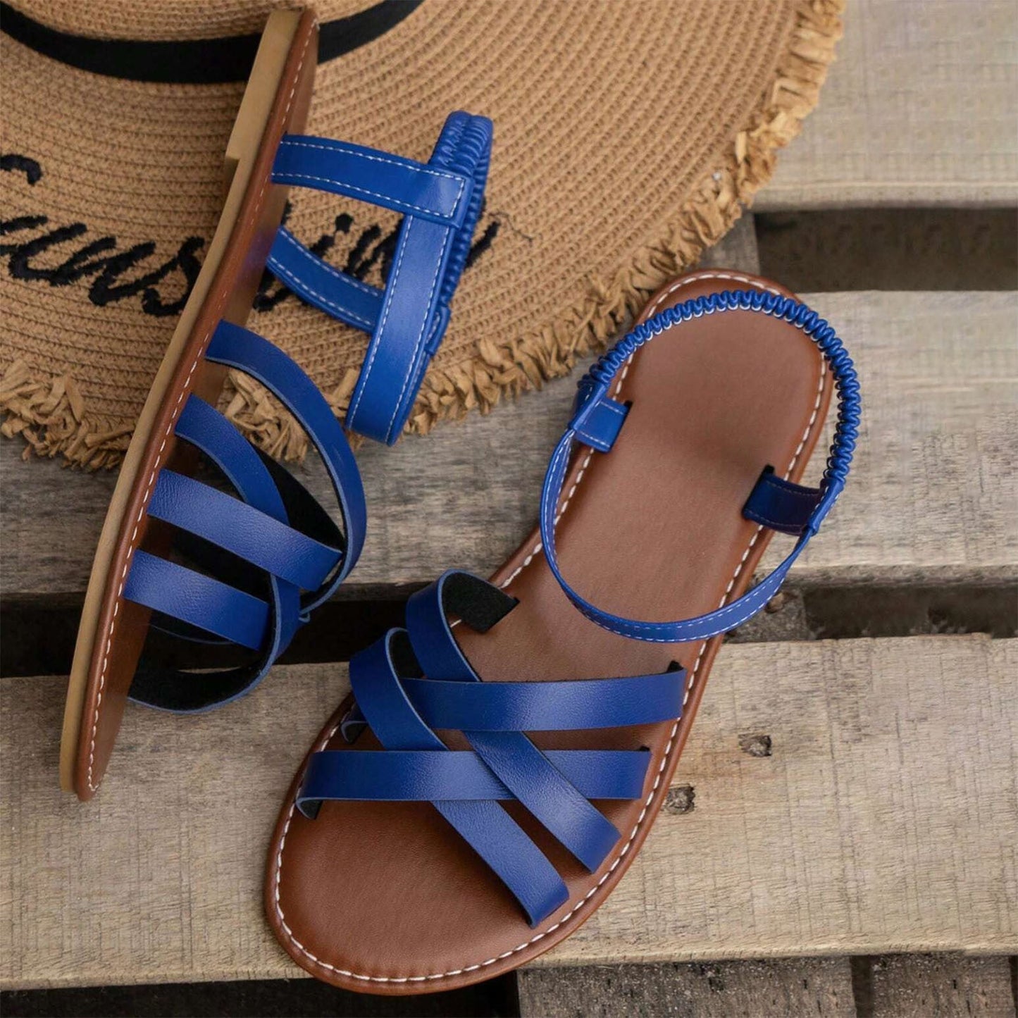 Harper | Women's Flat Summer Sandals with Crisscross Straps