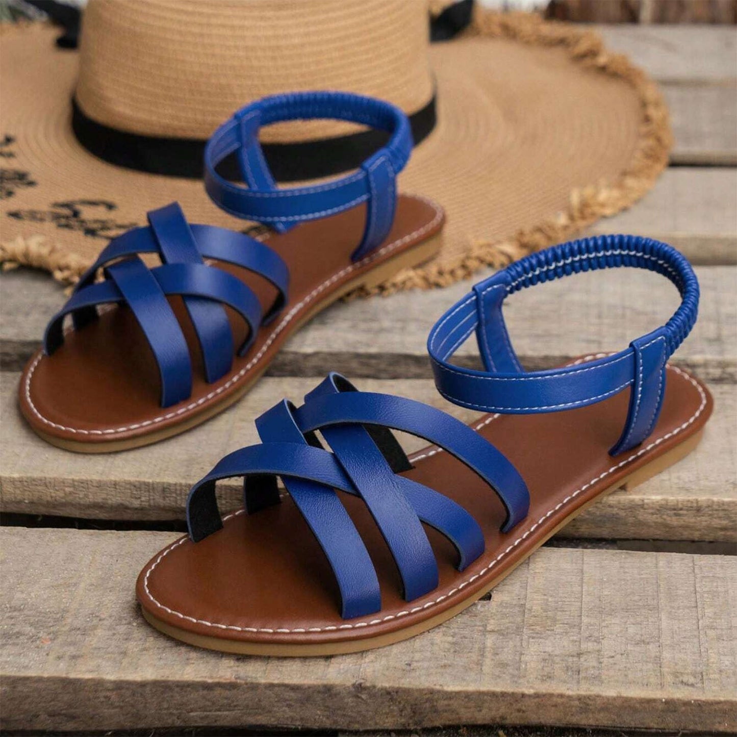 Harper | Women's Flat Summer Sandals with Crisscross Straps