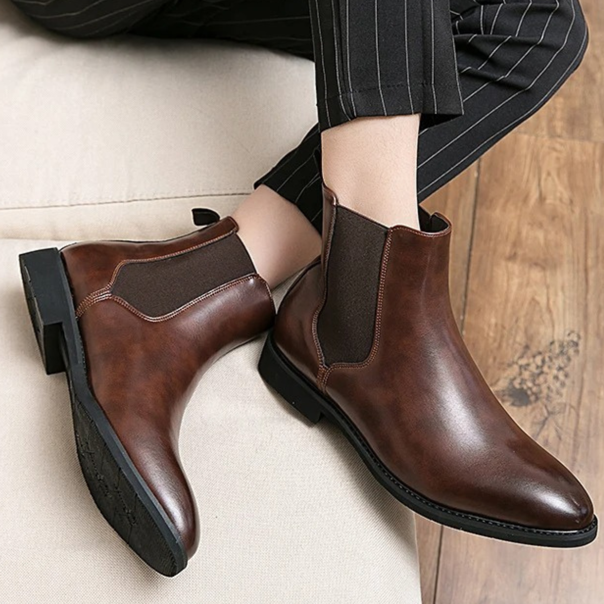 The Cobblestone Men’s Classic Ankle Slip On Leather Boots