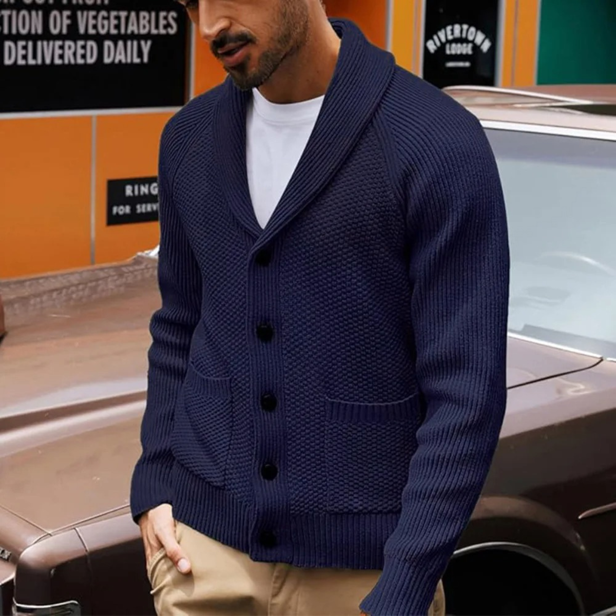 The Pembroke Men's Shawl Collar Button Up Knit Cardigan