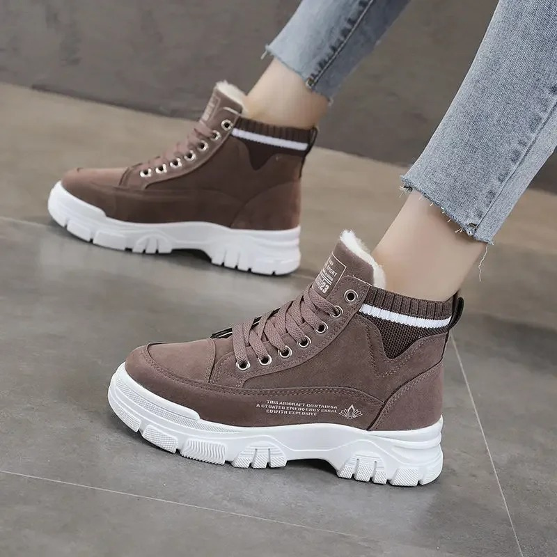 Valeria | Women's Winter Sneakers with Platform Sole, Fleece Lining and Lace-Up Detail