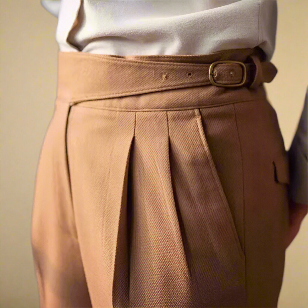 Jeston | Men's Stylish Straight-Cut Business Casual Trousers – High Waist & Belt Closure
