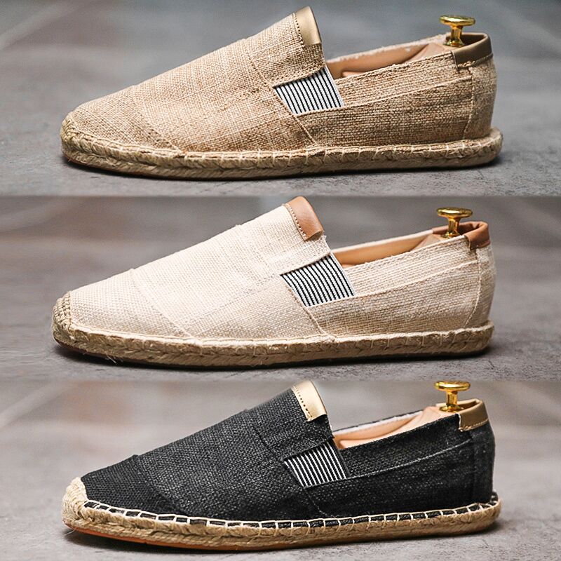 Joaquin | Men's Handmade Canvas and Straw Summer Loafers | Stylish Casual Footwear