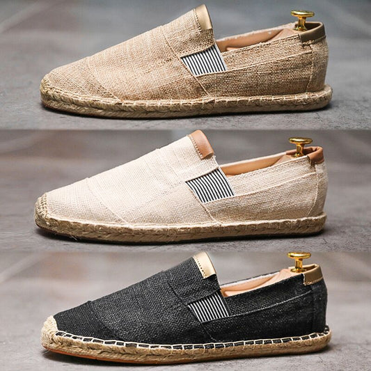 Joaquin | Men's Handmade Canvas and Straw Summer Loafers | Stylish Casual Footwear
