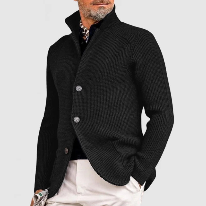Tobias | Men’s Thick Knit Cardigan with Button Closure in Solid Colours