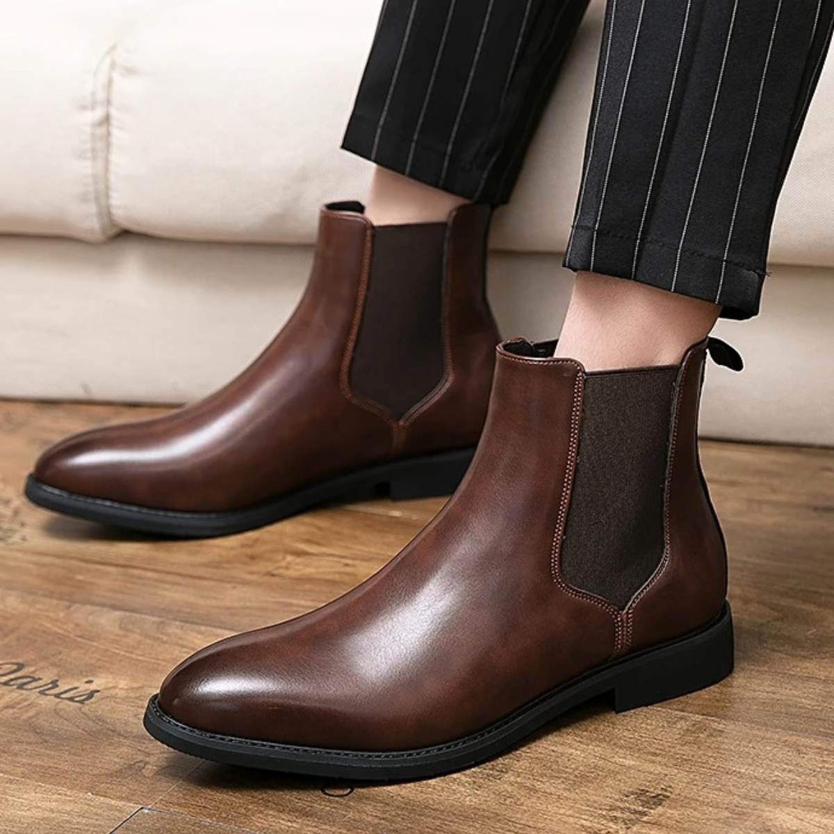 The Cobblestone Men’s Classic Ankle Slip On Leather Boots