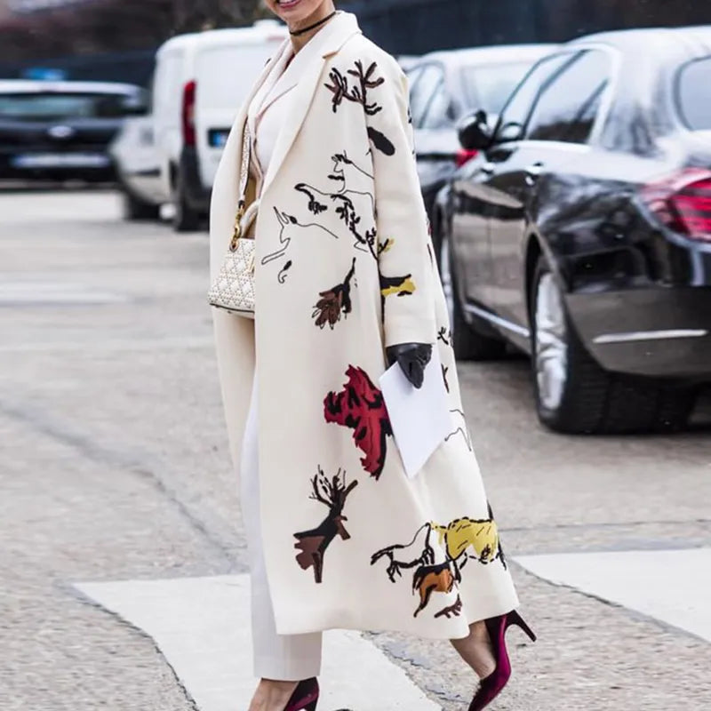 Veronica | Women's Elegant Long Cardigan Coat with Stylish Patterns