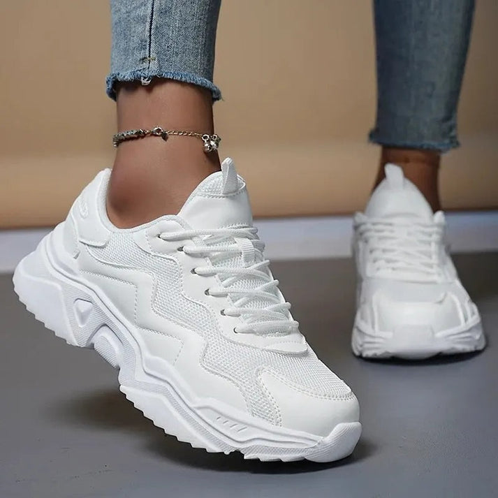 Claudia | Women's White Lace-Up Classic Sneakers
