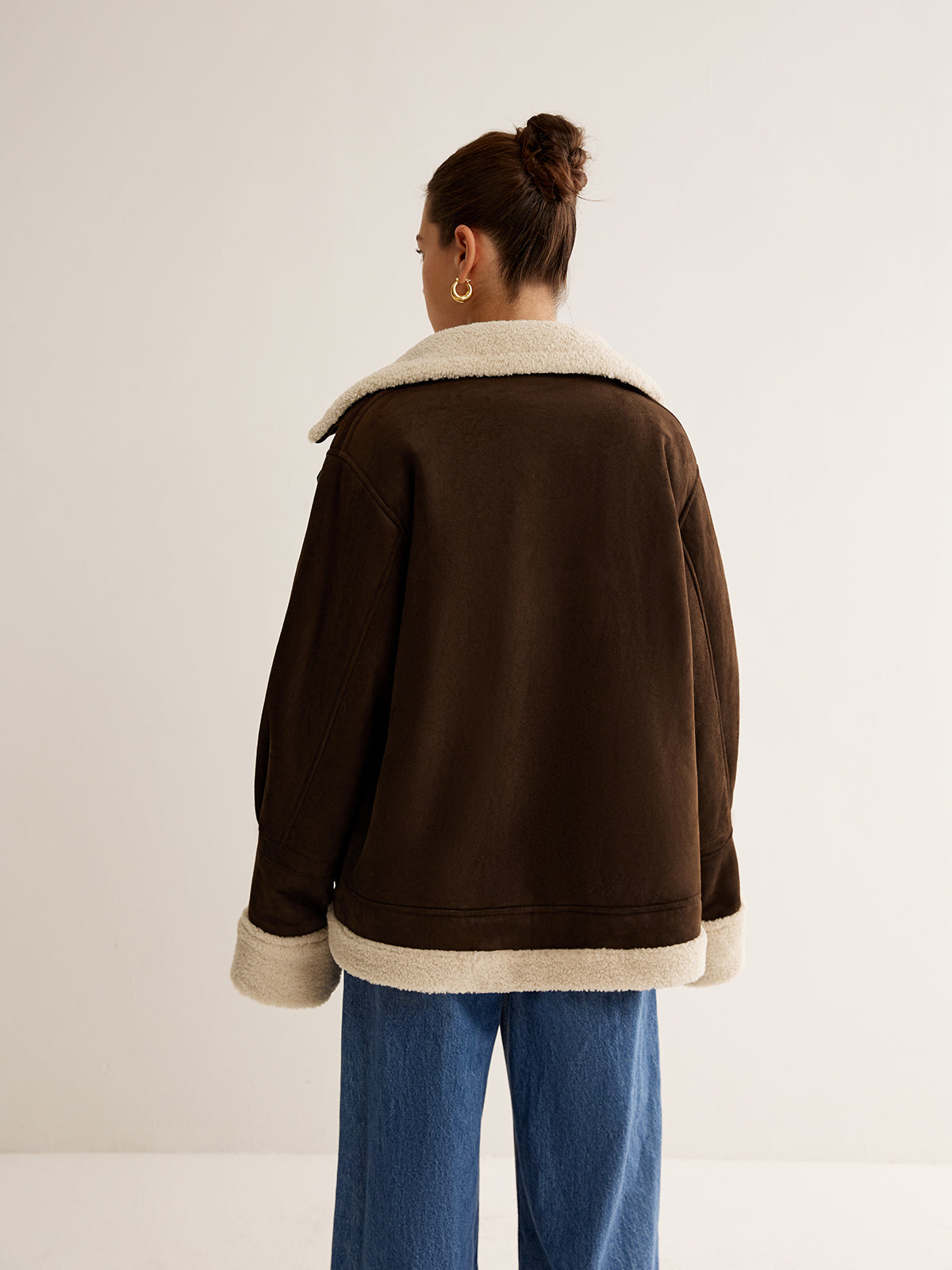Margaret | Women’s Vintage Brown Fleece Lined Jacket in Loose Fit Style