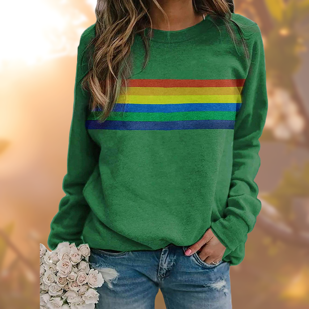 Chelsea | Women’s Round Neck Cotton Sweatshirt with Rainbow Print