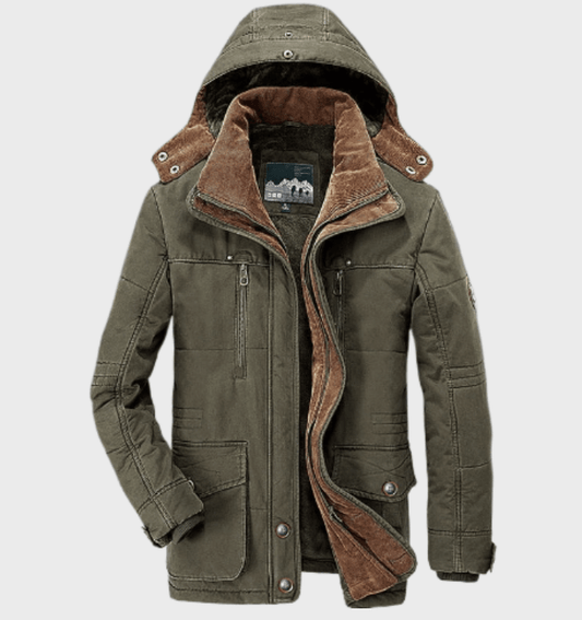 Zachary | Men’s Hooded Winter Parka with Warm Fleece Lining