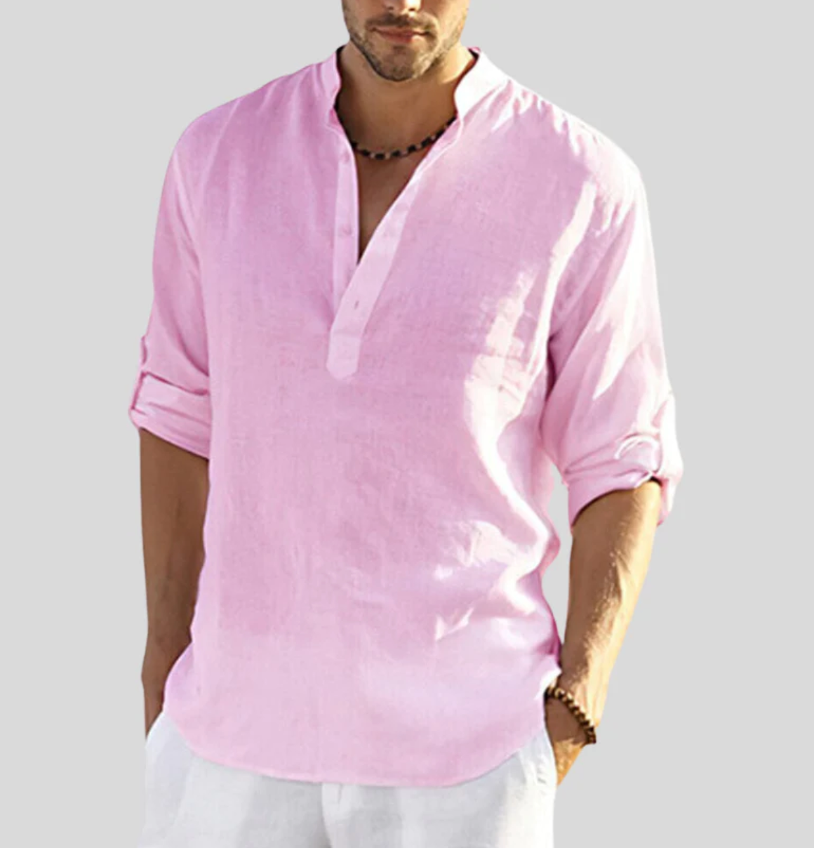 Beauden | Men's Lightweight Linen Shirt – Relaxed Fit, Buttoned Collar & Rolled Sleeves