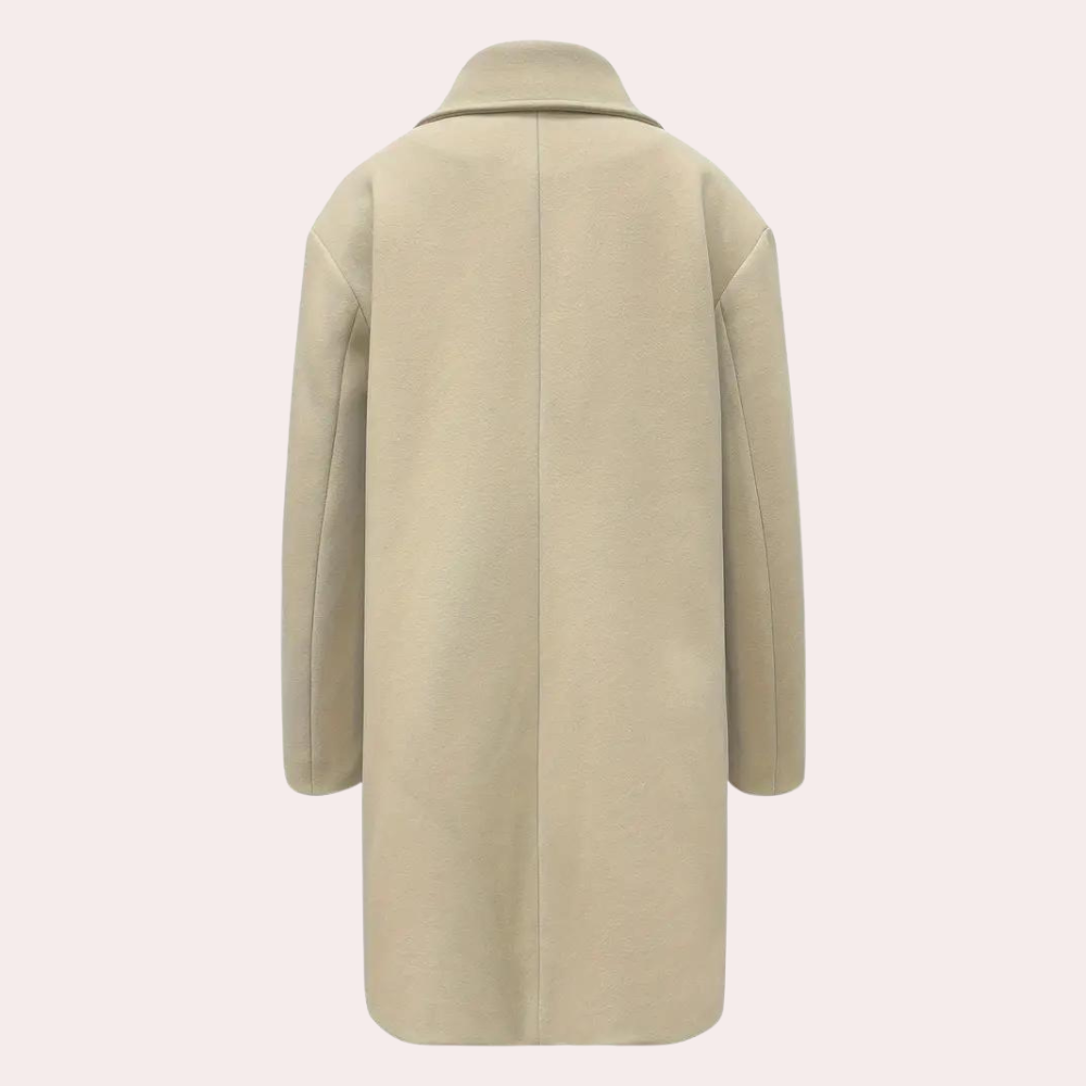 Astrid | Women's Solid Colour Double-Breasted Coat with Lapel Collar & Flap Pockets