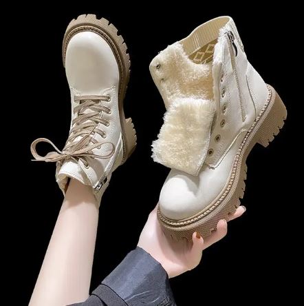 Eveline | Women's Lace-Up Side Zip Synthetic Leather Fleece-Lined Winter Ankle Boots – Warm, Stylish & Comfortable