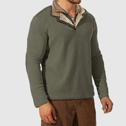 Ivello | Men’s Vintage Green Zip Neck Sweater – Timeless Style and Everyday Comfort