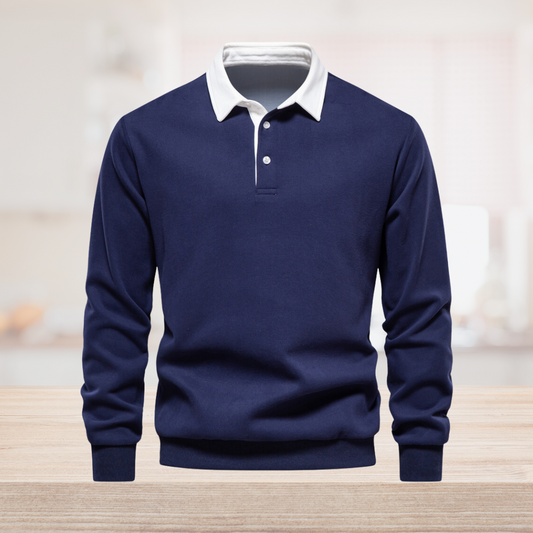 Quincy | Men’s Long Sleeve Polo Shirt with Classic Buttoned Collar – Smart Casual Top