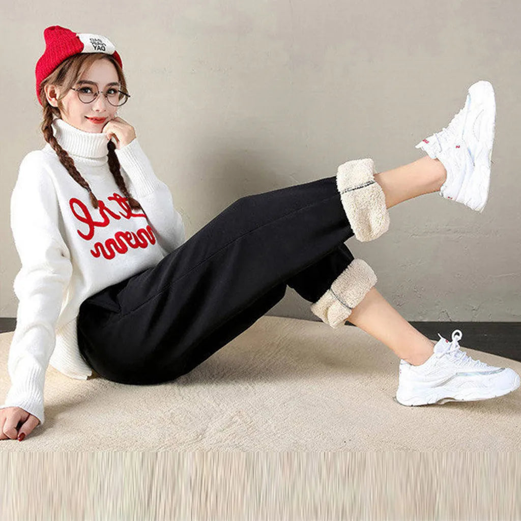 Isabeau | Women's Fleece Lined Drawstring Waist Jogging Pants for Winter Comfort