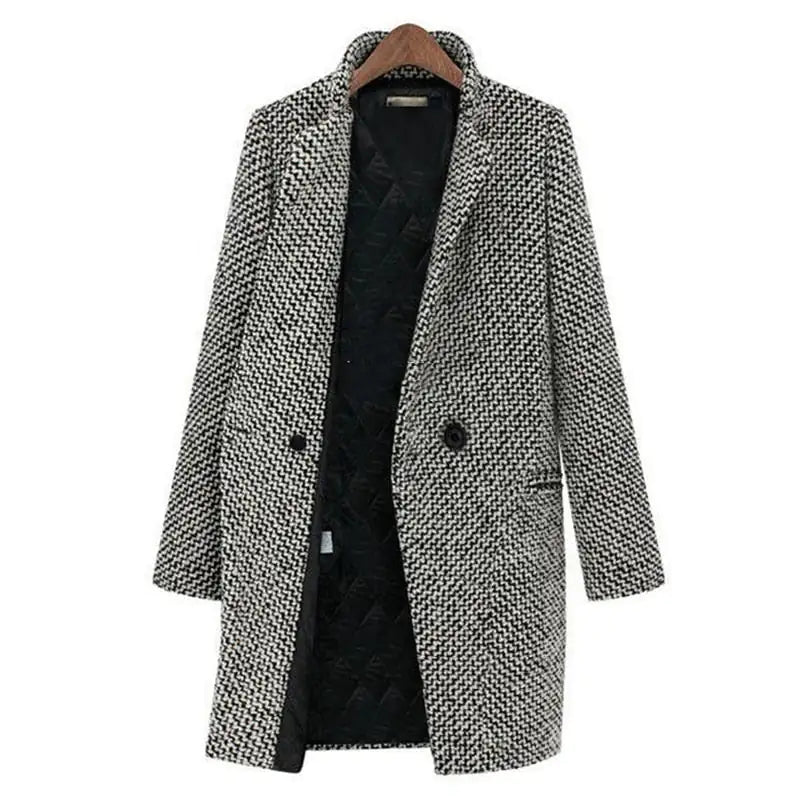 Thelka | Women's Single-Button Wool Coat with Lapel Collar – Elegant and Timeless Outerwear