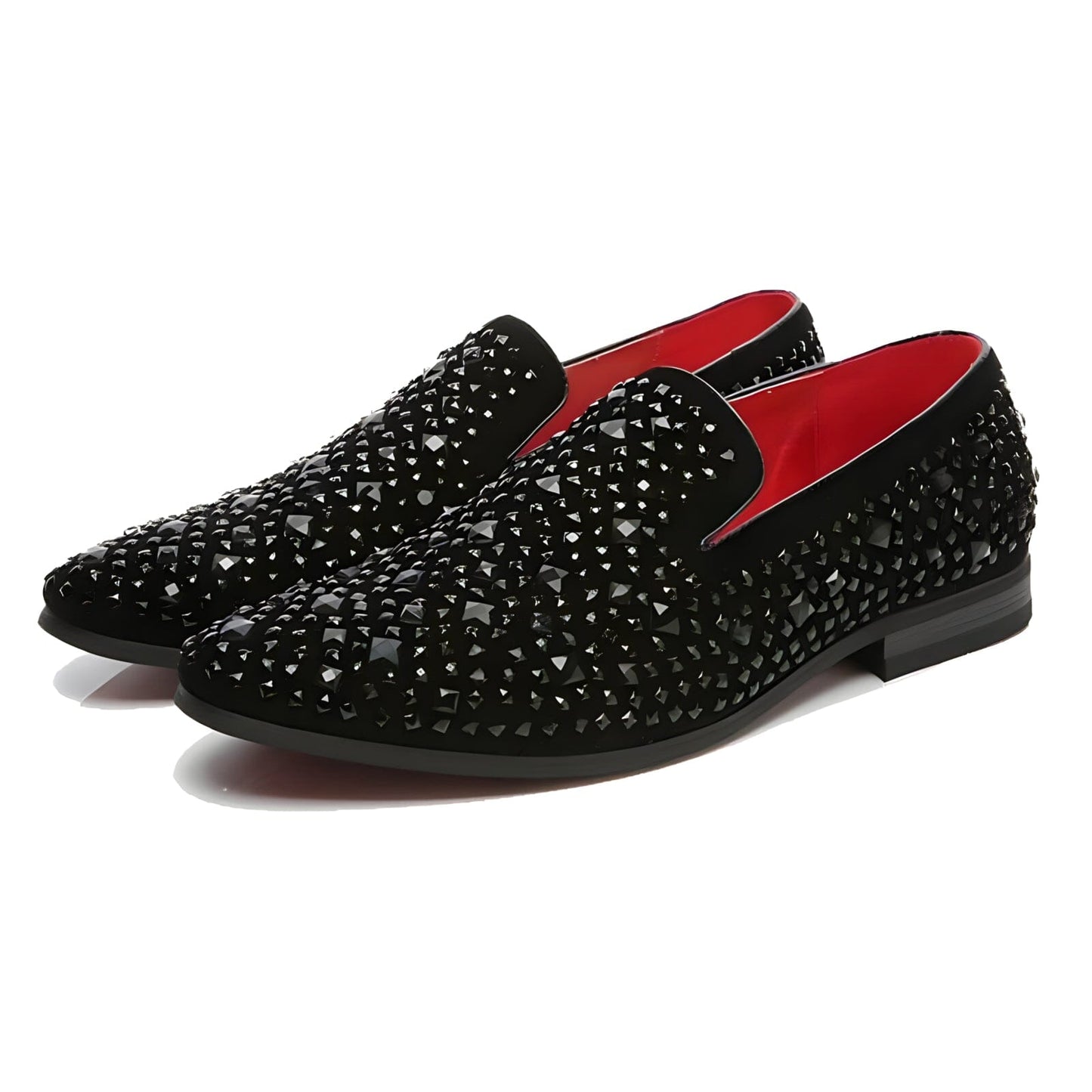 Crispin | Men’s Black Rhinestone Slip-On Loafers – Elegant & Stylish Business Casual Shoes