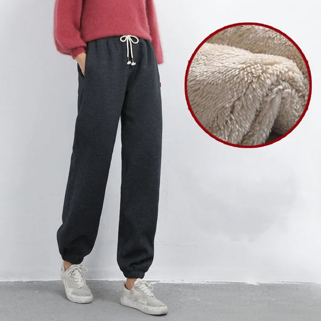 Isabeau | Women's Fleece Lined Drawstring Waist Jogging Pants for Winter Comfort