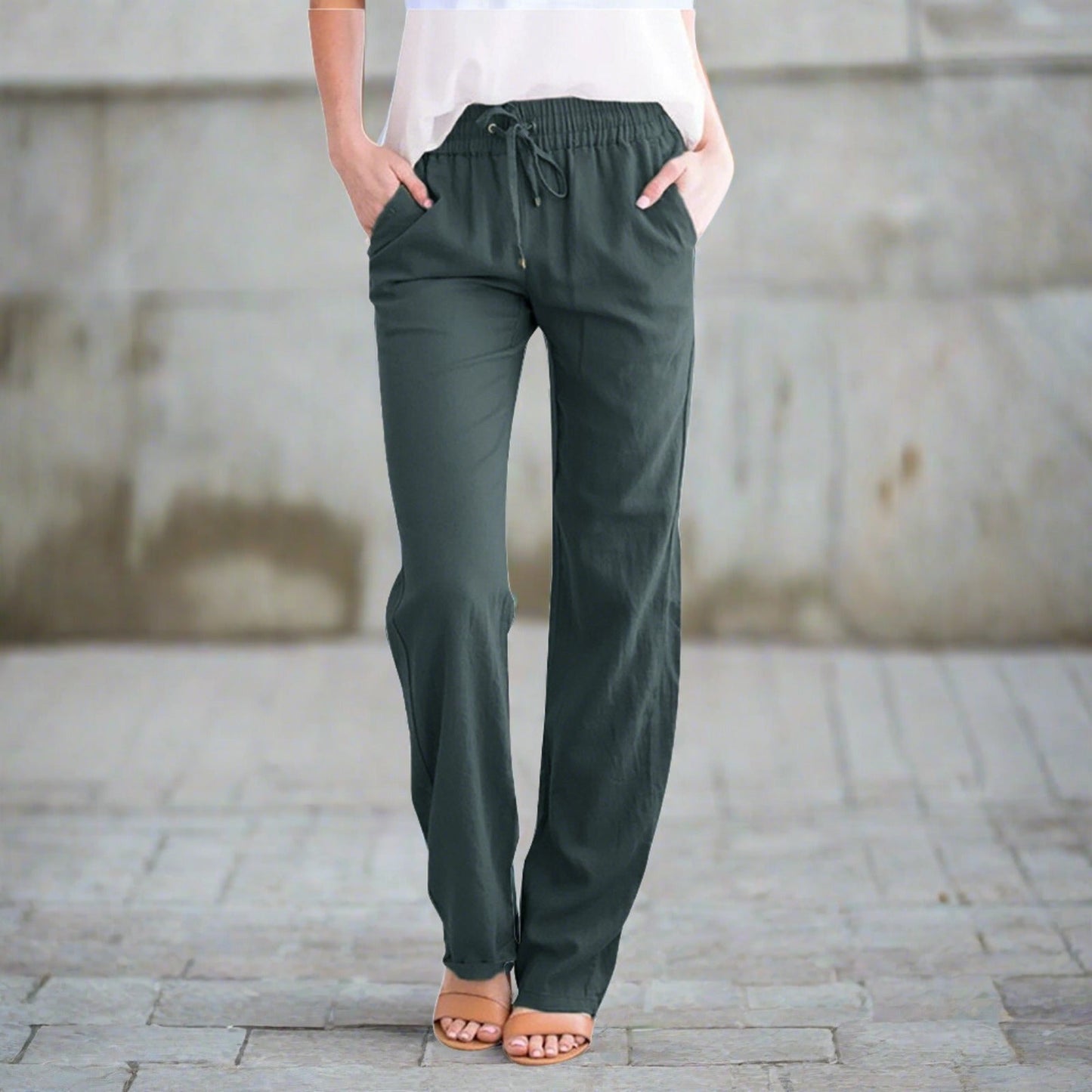 Nerissa | Women's High-Waisted Linen Capri Pants – Comfortable, Breathable & Versatile for Summer